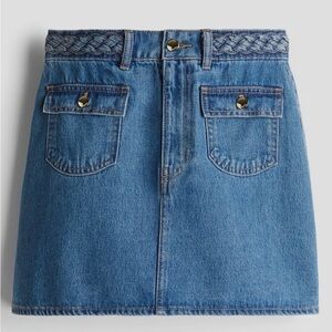 H&M Classic Blue Denim Mini Skirt with Braided Waist